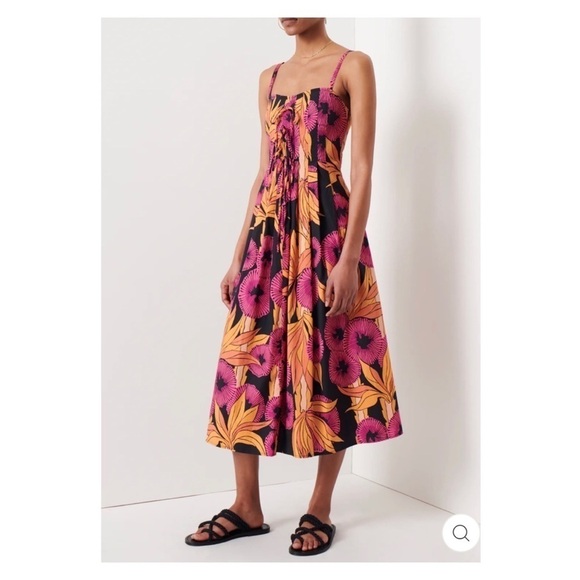 DEREK LAM 10 CROSBY Reef A-Line Cami Midi Dress Fuschia Multi Size 4 NWT - Picture 4 of 9